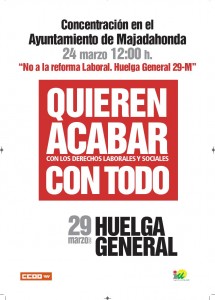 Concentración Sábado 24 a las 12:00 frente al Ayuntamiento de Majadahonda por el éxito de la Huelga General