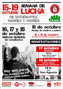 IU apoya y se suma a las acciones en defensa de la escuela pública durante la semana del 15 de octubre