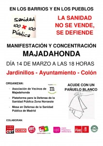 Manifestación-concentración en Majadahonda por la sanidad pública 14 de Marzo 18:00