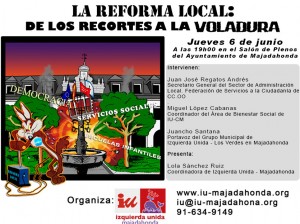 Acto sobre la reforma local . Jueves 6 de junio a las 19:00