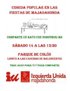 Comida popular Sábado 14 a las 13:30 en el Parque de Colón