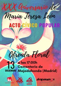 Homenaje a María Teresa León en el 30º aniversario de su fallecimiento